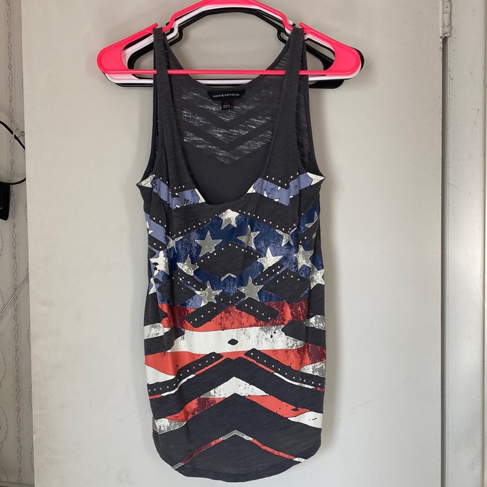 Rock and Republic Tank Top emellished American flag studded XS